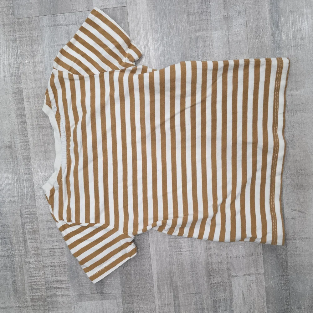 Striped Brown and White Kids T-Shirt - Picture 3 of 4